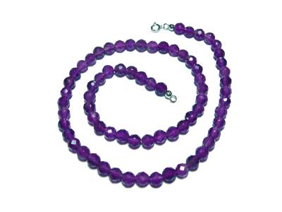 Amethyst dunkel Edelstein Kette Halskette facettiert